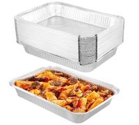 UNGFEI 50 PCS 2200ml Aluminium Foil Trays, 32 x 20 x 5cm Large Tin Foil Roasting Tray for Oven Baking Food Storage, BBQ