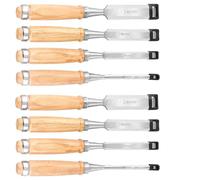 UNGFEI 8 Pieces Wood Chisel Sets, Heavy Duty Carpenters Chisels Set with Wooden Handles, Chrome Vanadium Steel Chisels for Woodworking, 6mm, 12mm, 18mm, 24mm