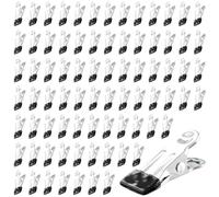 UNGFEI 80 PCS 5.5x2.3x2.3cm Stainless Steel Pegs for Washing Line, Metal Laundry Pegs, Non Slip Stainless Steel Clothes Pegs with PVC Clip Mouth, Metal Clothes Pegs for Towel Food Sealing, Black