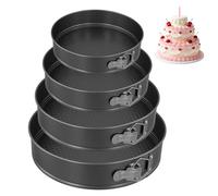 UNGFEI Set of 4 Round Springform Cake Tin - 20/22/26/28 cm | Non-Stick Bakeware Set with Loose Base for Baking Cheesecake Fruitcakes