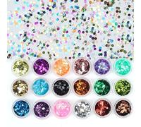 Ungfu Mall 18 Colors Festival Glitter Face, Body, Hair and Nails Decorative Hexagon Nail Art (Sequin Powder Shiny) Sparkling Sticker