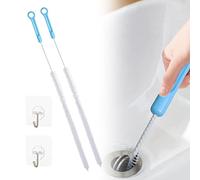 Ungfu Mall 2Pcs Sink Cleaning Brush, 71cm Extended Drain Snake Sink Unblocker Tool Sewer Cleaning Hook with 2 Pcs Sticky Hooks Drain Unblocker Tools for Sink, Bath Plug and Sewer, Blue