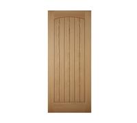 Unglazed Cottage Wooden White Oak Veneer External Front Door, (H)2032mm (W)813mm