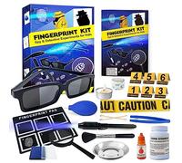 UNGLINGA Kids Spy Kit Detective Fingerprint Toys Gifts for Age 3+, Science Experiments Learning Educational Fingerprint Kit with Spy Glasses Detective Tools
