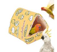 Ungtyb Cotton Bird Tent Nest, Warm Bird Snuggle Cabin, Stuffed Bird Hideaway, Cozy Birds Cave for Budgies S 15x15x14cm and L 19x18x16.5cm for Parakeet, Cockatiel, Indoor, Cage, Yellow Color