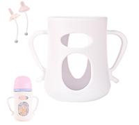 Ungtyb Feeding Bottle Handle,Silicone Milk Bottle Protector - Food-Grade Bottle Covers Replacement, Anti-Break Travel Bottle Sleeve with Duckbill & Sippy Tubes for 160ml Bottle