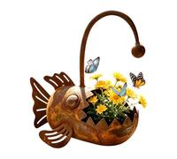 Ungtyb Rustic Metal Sculpture Planter - Rustproof Funny Fish Decoration - Metal Rustic Flower Pots,for Courtyard Balcony Garden Lawn Patio Flower Bed Porch, Cacti Plants