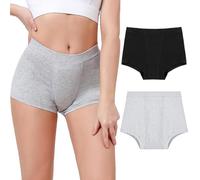 Unhg Reusable Protective Shorts Washable, Incontinence Boxer Briefs for Women, Overnight Cotton Underwear, 2Pcs,Multi Colored,XL
