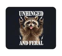 Unhinged and Feral Raccoon Funny Mouse Pad Adult Humor Mousepad Joke Gift for Work from Home Office Decor Sarcastic Women Gift Inappropriate Present Gaming Accessory for Laptop Desktop PC