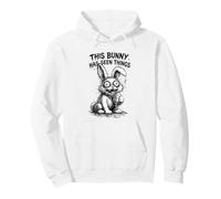 Unhinged Bunny Has Seen Things Easter Rabbit Pullover Hoodie