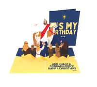 Unhinged 'Jesus It's My Birthday' Pop Up 3D Christmas Card for Him & Her Festive Xma Funny Card Silly Humourous Joke Unique Surprise