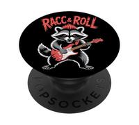 Unhinged Raccoon Rock 'n Roll Trash Panda Retro Guitar PopSockets Adhesive PopGrip