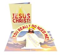 Unhinged 'You Need Jesus' Pop Up 3D Christmas Card for Him & Her Festive Xmas Funny Card Silly Humourous Joke Card Unique Surprise