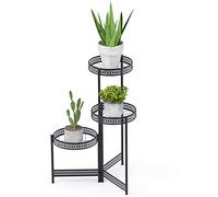 Unho 3-Tiered Metal Plant Stand - Foldable Plant Ladder Shelf with Pot Stand for Indoor/Outdoor Use