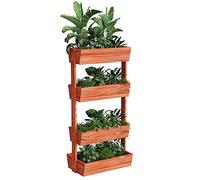 unho 4-tier Vertical Raised Planter Box: Elevated Garden Bed Outdoor Wooden Herb Planter Ladder Vegetable Troughs
