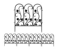 unho 5-Pack Decorative Garden Fence Panels, 59.5 x 48cm Rustproof Metal Garden Fencing, Interlocking Wire Border Edge for Flower Beds, Patio & Animal Barrier (Black)