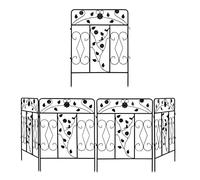 unho 5 Panels Decorative Metal Garden Fence, Rustproof Flower Bed Edging with Flower & Bird Design, No-Dig Iron Fence Panels, Portable Animal Barrier for Lawn, Patio & Outdoor, Each 60x80cm, Black