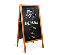 UNHO A Board Pavement Sign, Outdoor Wooden Advertising Board Magnetic Double Sided Blackboard Chalkboard Display Stand Wood Easel with 2 Cleaning Cloths Ideal for Restaurant Cafe Bar Wedding 50x100cm