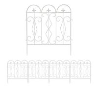 unho Decorative Garden Fence Panel - 5 Pack 61x70 cm Each Panel - Decorative Metal Border Edging Fence with Spike Stakes Rustproof Iron Animal Barrier for Garden Yard Patio White