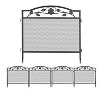 unho Decorative Garden Fence Panels, 5 Panels 80cm(H) x 80cm(W) Rust-Proof Iron Art Border Fencing, No-Dig Metal Animal Barrier for Dogs Rabbits, Flower Bed Edging Wire Mesh, Black