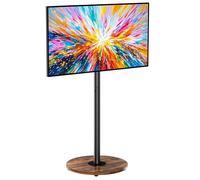 unho Floor TV Stand with Wheels Adjustable Height Wooden Base VESA 600x400 for 40-75 Inch Black