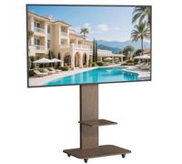 UNHO Floor TV Stand Wood, Universal TV Mount with wheels for 40-75 inch LCD LED TVs Height Adjustable and Cable Management Max VESA 600x400mm