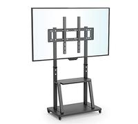 unho Heavy Duty Mobile TV Stand on Wheels for 32-100 Inch Flat TVs up to 80kg, Height Adjustable Floor TV Trolley with 2 Media Shelves, Max VESA 800x600mm, for Office Home