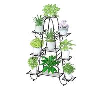 unho Metal Plant Stand Garden Shelves, 9 Tiered Plant Racks Black Plant Shelf Indoor Outdoor Plant Pot Holder 90x22x121.5cm