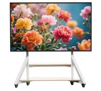 unho Mobile TV Stand With Wheels 65-100 Inch Heavy Duty White