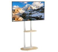 UNHO White TV Stand on Wheels for 40-75 Inch TVs, Tall Free Standing TV Floor Stand, Height Adjustable, 60kg Load, Max VESA 600×400mm Load up to 60kg