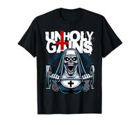 Unholy Gains Satanic Workout Devil Worship Nun Lifting T-Shirt