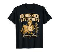 Unhurried Adventures Vintage Camping Duck Exploring Slowly Value Graphic T-Shirt, Men, Black, XL