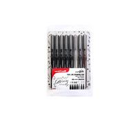 uni -ball 153544968 Pin Pack of 5 Felt Tip Pens Sepia/Dark Grey/Black Assorted 5 Sizes