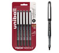 Uni-Ball 1734927 Vision Needle Rollerball Pens, Micro Point 0.5Mm, 5 Count, Black