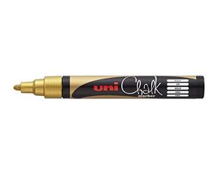 uni-ball 186210 Window and Chalk Marker UNI CHALK PWE-5M, 1.8-2.5 mm, Bullet Tip, Gold
