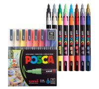 Uni-Ball 186516 - POSCA marker met fijne ronde punt, set van 16, basiskleuren