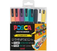 uni-ball 186827 Posca Marker Set Sneaker Pens 8 Case Opaque on Light Surfaces