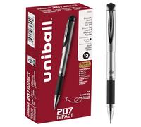 uni-ball 207 Impact Gel Pens Bold Point, 1.0mm, Black, 12 Pack | Bold gel ink lay-down for pronounced lettering, fraud-resistant uni Super Ink, water & fade-resistant, comfort grip
