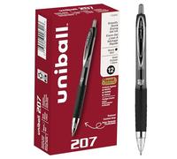 Uni-Ball 207 Gel Pen 12 Pack - 1.0mm Bold Black Pens, Gel Ink School Pens - School Supplies, Teacher Pens, Journaling Pens - Back to School