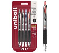 Uni-ball 207 Retractable Gel Pens, Medium Point (0.7mm), Assorted Colors, 4 Count