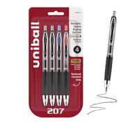 Uni-ball 207 Retractable Gel Pens, Medium Point (0.7mm), Assorted Colors, 4 Count