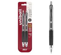 uni-ball 207 Retractable Gel Pens, Medium Point (0.7mm), Black, 2 Count