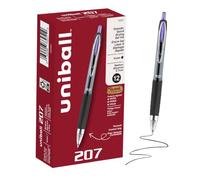 uni-ball 207 Retractable Gel Pens, Medium Point (0.7mm), Purple, 12 Count