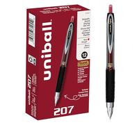 uni-ball 207 Retractable Gel Pens, Micro Point (0.5mm), Red, 12 Count