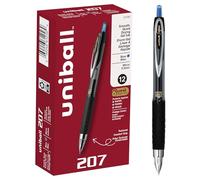 Uni-ball 207 Retractable Micro Point Gel Pens, 12 Blue Ink Pens