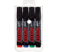 uni-ball 242438000 1.2-1.8 mm PM-122 Prockey Bullet Tip Permanent Markers - Assorted Colours (Pack of 4)