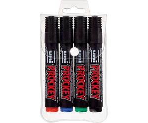 uni-ball 242438000 1.2-1.8 mm PM-122 Prockey Bullet Tip Permanent Markers - Assorted Colours (Pack of 4)