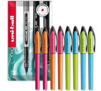 uni-ball Air - 0.5mm Rollerball - Blue, Green, Pink and Orange Barrels - Black Ink - Pack of 8 - UBA-188E-M - In Envelope Gift Packaging