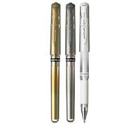 Uni Ball Assorted Colour Pack Signo Pen Broad Metallic Gel Ink Rollerball Metal 1mm Tip Nib 0.65mm Line Width With Rubber Grip UM-153 1 Of Each Colour - Gold Silver White - 3 Pens)