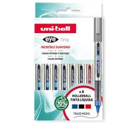 uni-ball Case 8 Rollers of Liquid Ink UB-157 Basic Colours